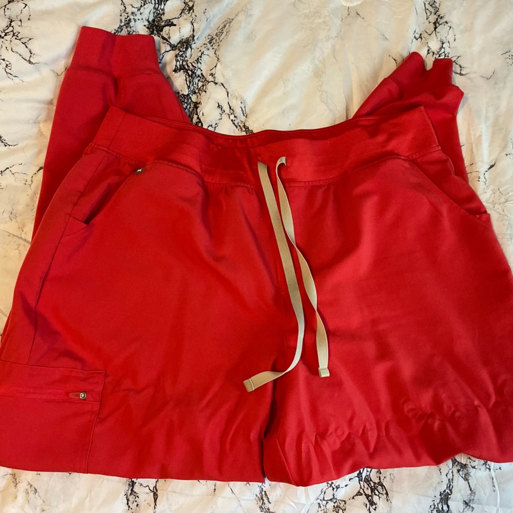 Red scrub joggers